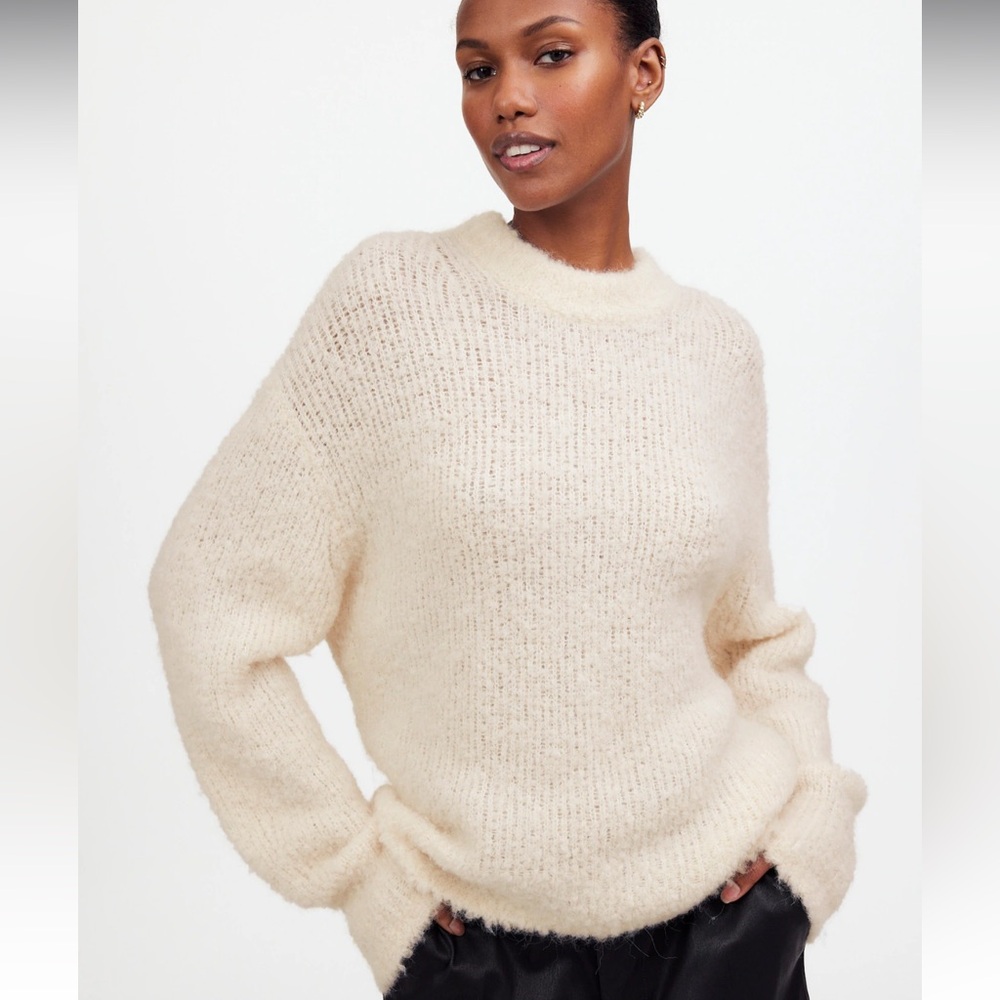Wool Alpaca Blend White Oversized Sweater